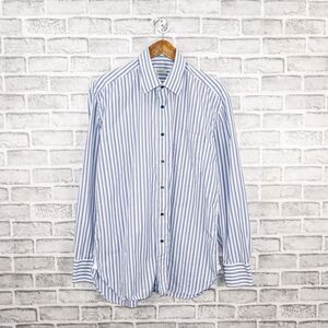 Gianluca ISAIA Napoli Button up Dress Shirt White blue stripe Men's size 16